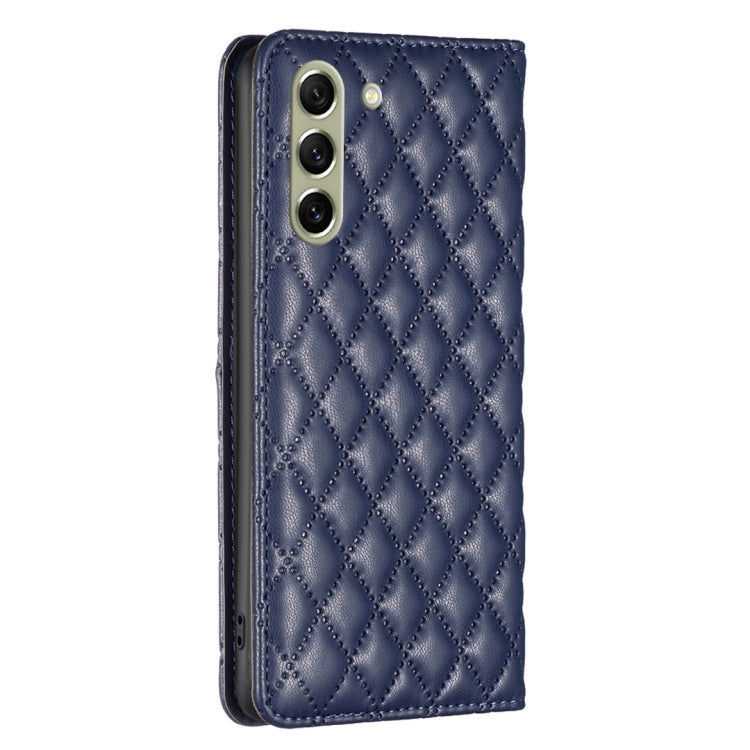 For Samsung Galaxy S21 FE 5G Diamond Lattice Magnetic Leather Flip Phone Case