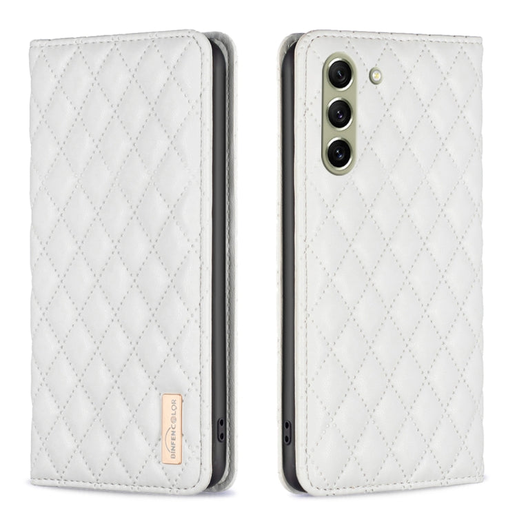 For Samsung Galaxy S21 FE 5G Diamond Lattice Magnetic Leather Flip Phone Case