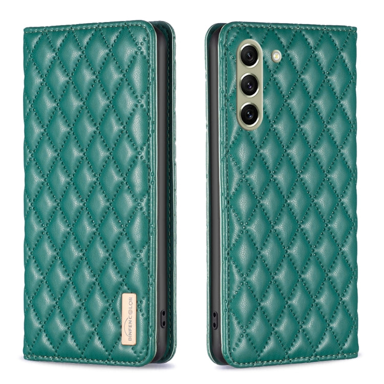 For Samsung Galaxy S21 FE 5G Diamond Lattice Magnetic Leather Flip Phone Case