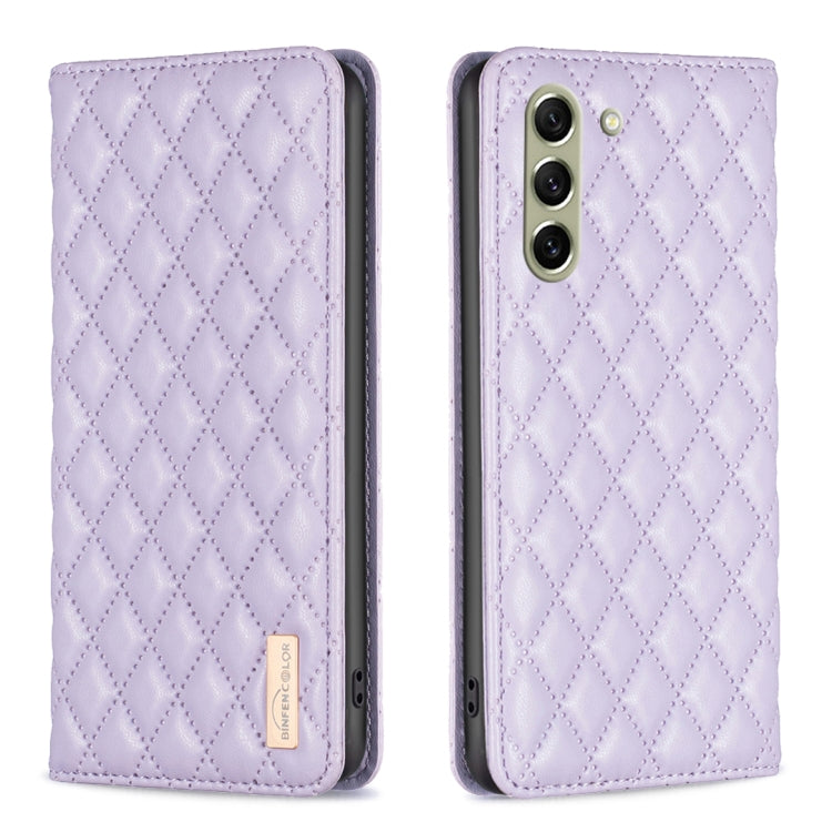 For Samsung Galaxy S21 FE 5G Diamond Lattice Magnetic Leather Flip Phone Case