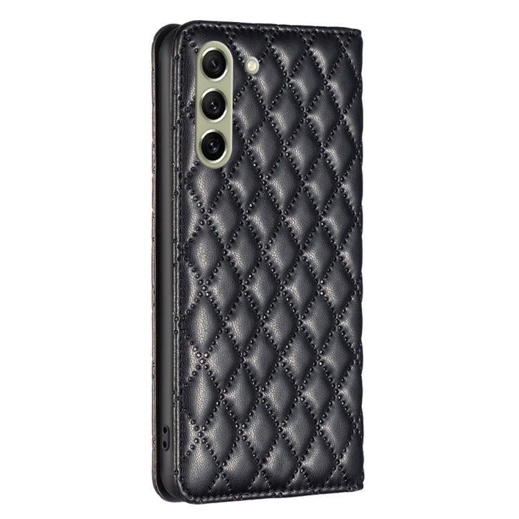 For Samsung Galaxy S21 FE 5G Diamond Lattice Magnetic Leather Flip Phone Case