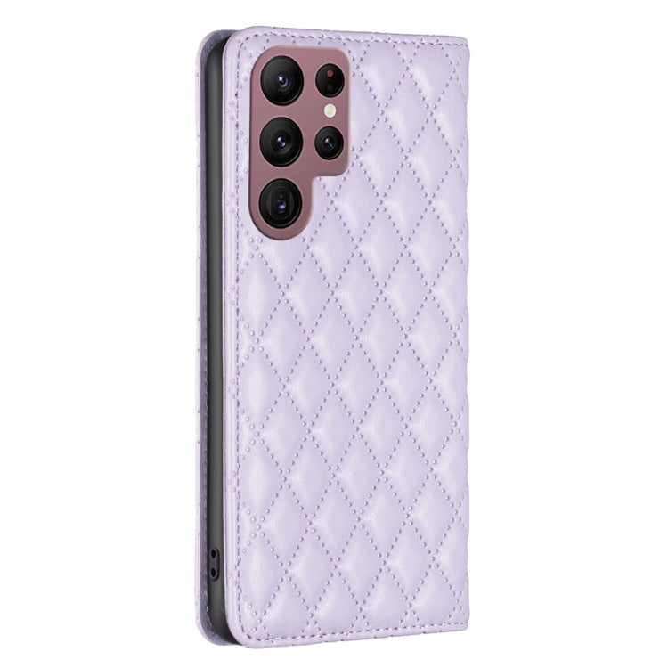 For Samsung Galaxy S22 Ultra 5G Diamond Lattice Magnetic Leather Flip Phone Case