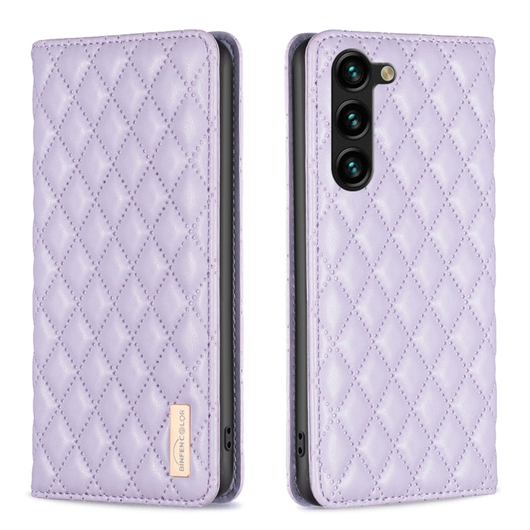 For Samsung Galaxy S23+ 5G Diamond Lattice Magnetic Leather Flip Phone Case