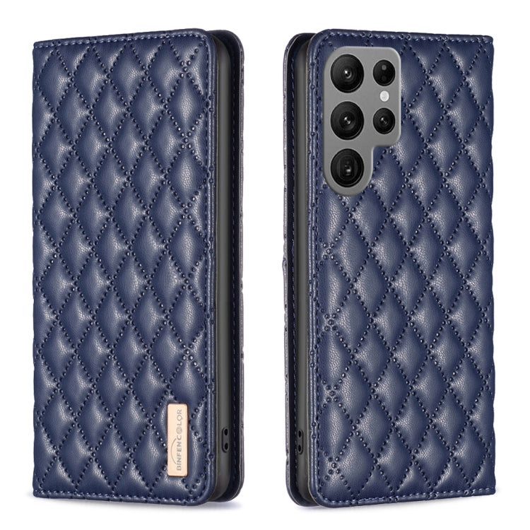 For Samsung Galaxy S23 Ultra 5G Diamond Lattice Magnetic Leather Flip Phone Case