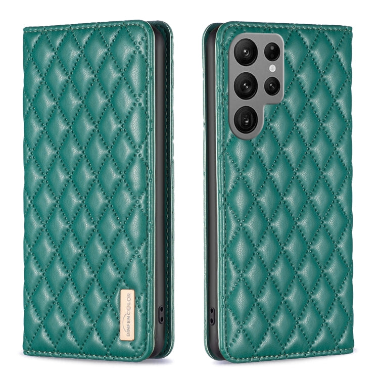 For Samsung Galaxy S23 Ultra 5G Diamond Lattice Magnetic Leather Flip Phone Case