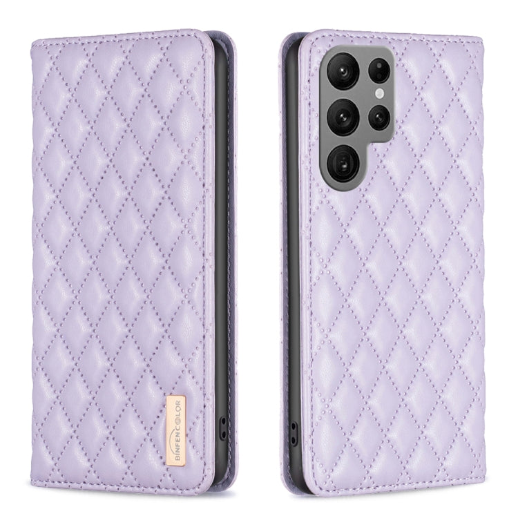 For Samsung Galaxy S23 Ultra 5G Diamond Lattice Magnetic Leather Flip Phone Case