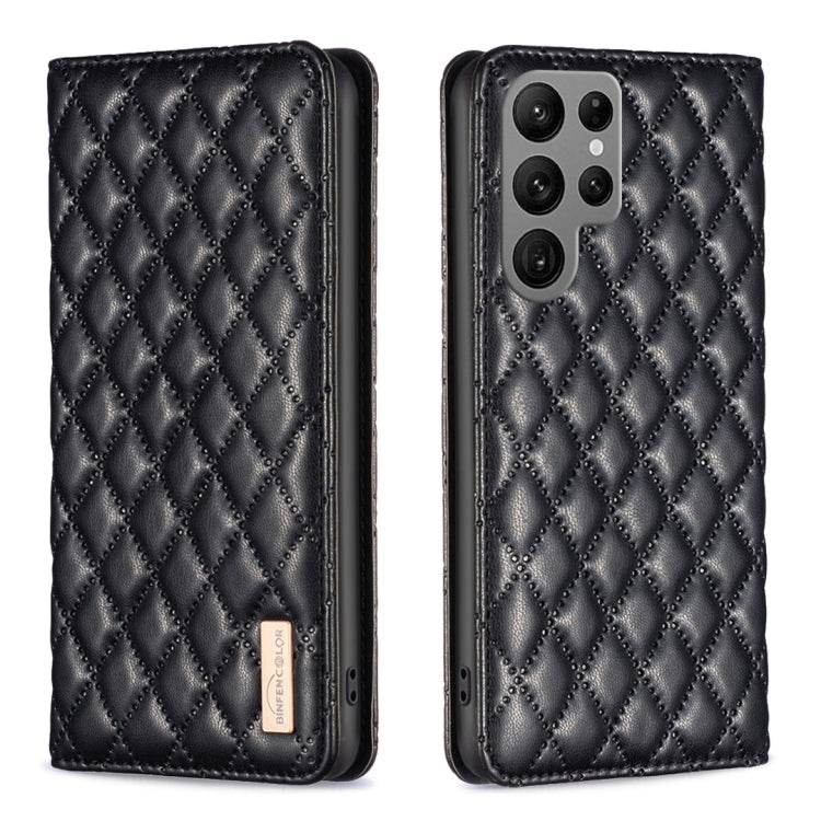 For Samsung Galaxy S23 Ultra 5G Diamond Lattice Magnetic Leather Flip Phone Case