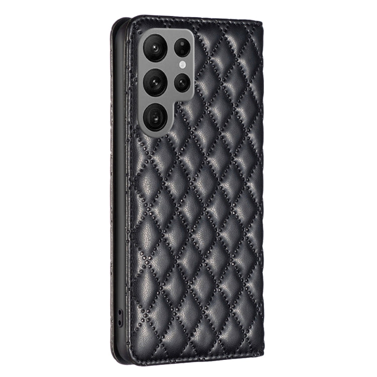 For Samsung Galaxy S23 Ultra 5G Diamond Lattice Magnetic Leather Flip Phone Case