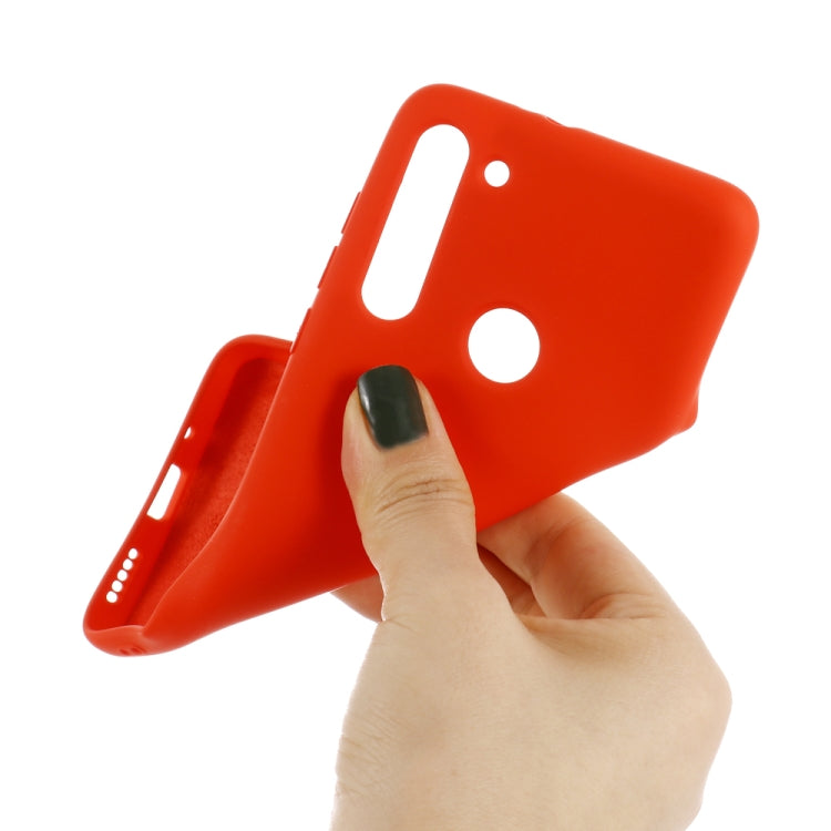 For Motorola Moto G8 Shockproof Solid Color Liquid Silicone Full Coverage Protective Case