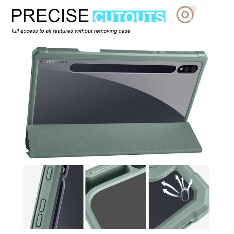 For Samsung Galaxy Tab S7 Acrylic 3-folding Smart Leather Tablet Case