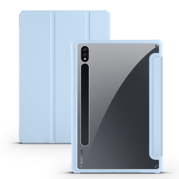 For Samsung Galaxy Tab S7 Acrylic 3-folding Smart Leather Tablet Case