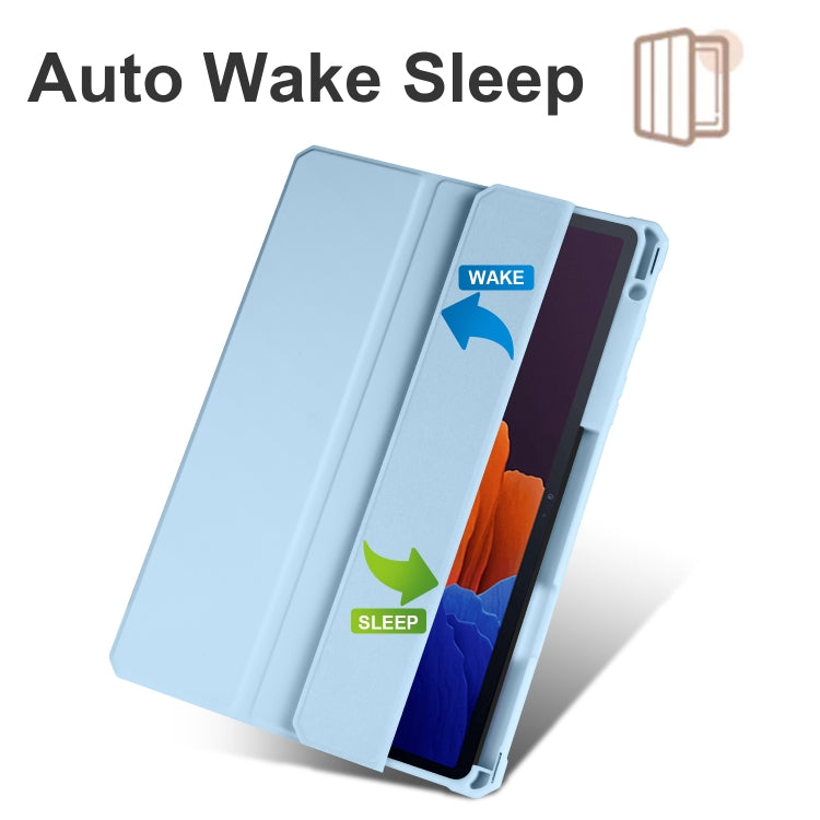 For Samsung Galaxy Tab S7 Acrylic 3-folding Smart Leather Tablet Case