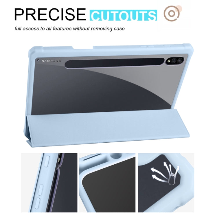 For Samsung Galaxy Tab S7 Acrylic 3-folding Smart Leather Tablet Case