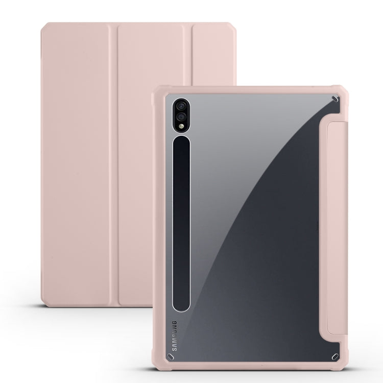 For Samsung Galaxy Tab S7 Acrylic 3-folding Smart Leather Tablet Case