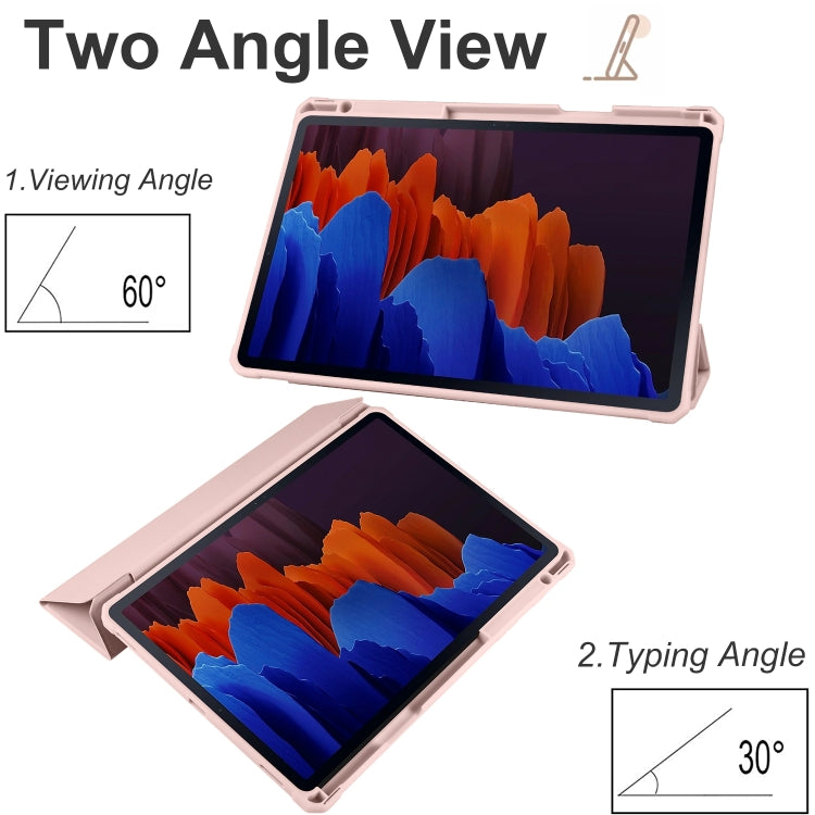 For Samsung Galaxy Tab S7 Acrylic 3-folding Smart Leather Tablet Case