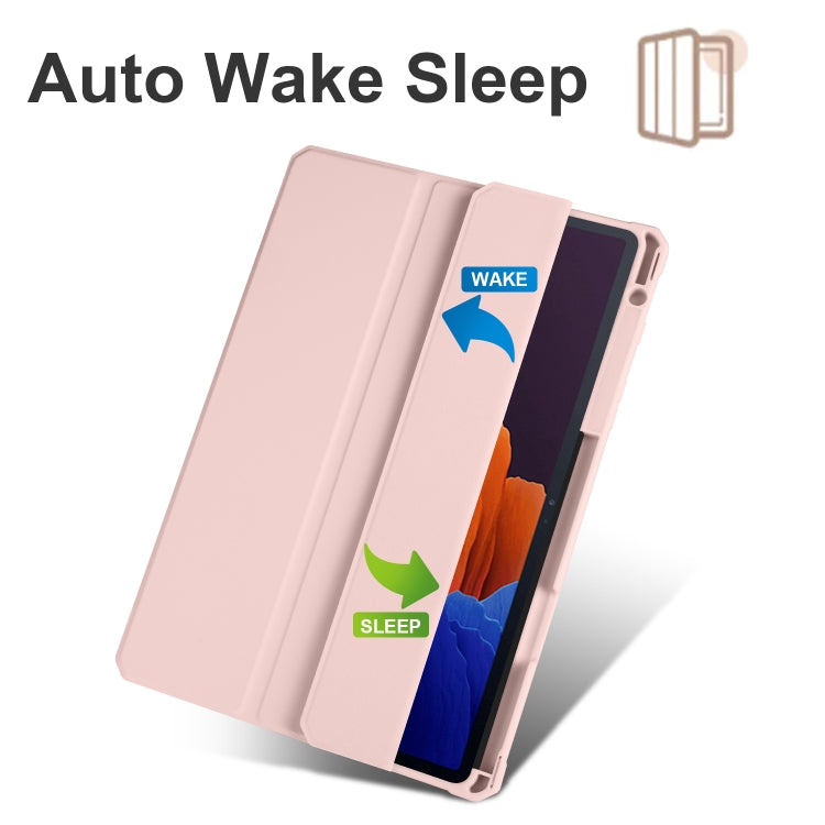 For Samsung Galaxy Tab S7 Acrylic 3-folding Smart Leather Tablet Case