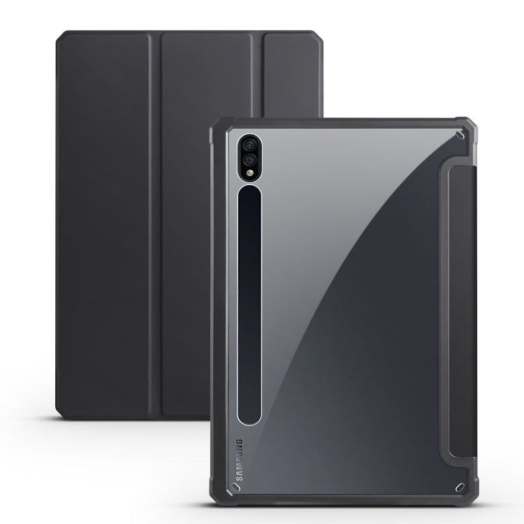 For Samsung Galaxy Tab S7 Acrylic 3-folding Smart Leather Tablet Case