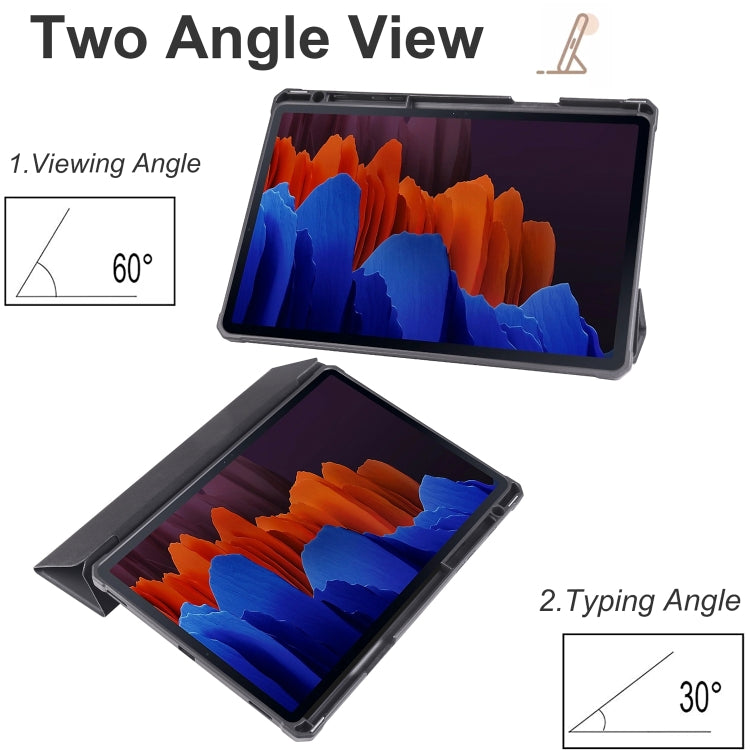 For Samsung Galaxy Tab S7 Acrylic 3-folding Smart Leather Tablet Case