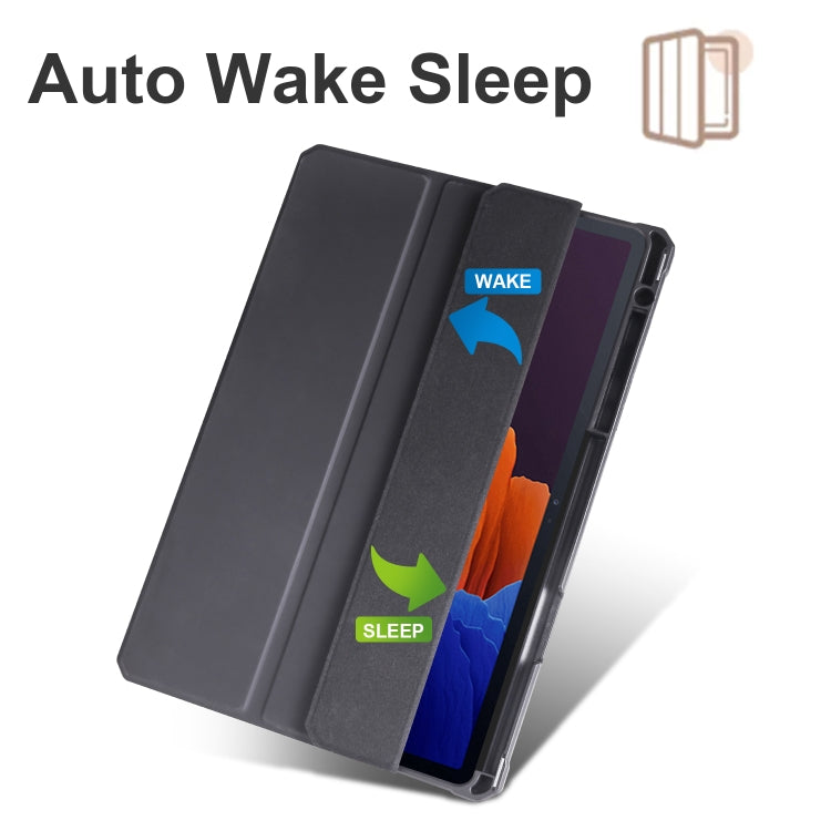 For Samsung Galaxy Tab S7 Acrylic 3-folding Smart Leather Tablet Case