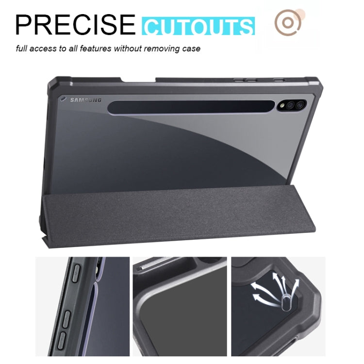 For Samsung Galaxy Tab S7 Acrylic 3-folding Smart Leather Tablet Case