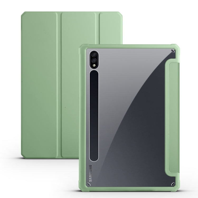 For Samsung Galaxy Tab S7 Acrylic 3-folding Smart Leather Tablet Case