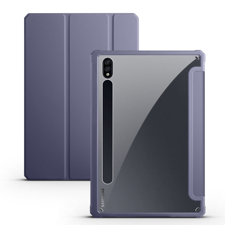 For Samsung Galaxy Tab S7 Acrylic 3-folding Smart Leather Tablet Case