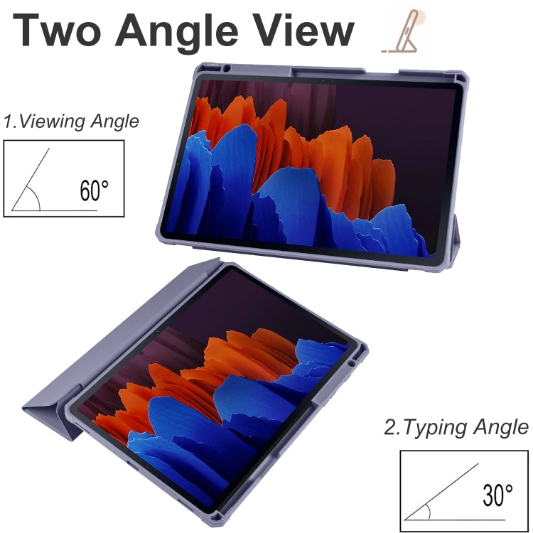 For Samsung Galaxy Tab S7 Acrylic 3-folding Smart Leather Tablet Case