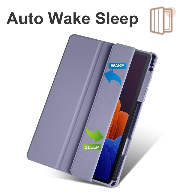 For Samsung Galaxy Tab S7 Acrylic 3-folding Smart Leather Tablet Case