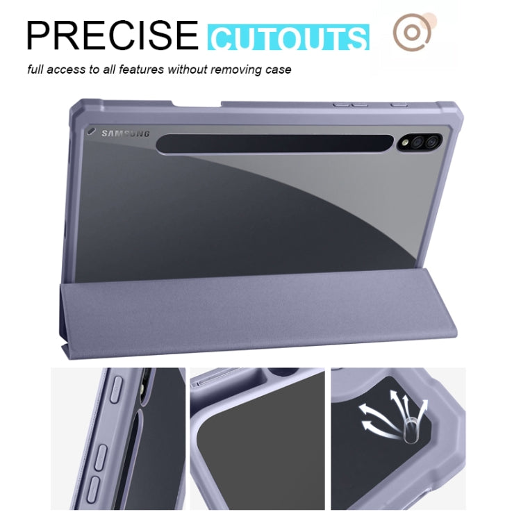 For Samsung Galaxy Tab S7 Acrylic 3-folding Smart Leather Tablet Case
