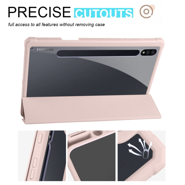 For Samsung Galaxy Tab S7+ Acrylic 3-folding Smart Leather Tablet Case