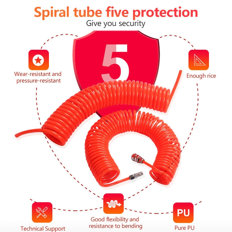 LAIZE Compressor Air Flexible PU Spring Tube without Connector, Specification:10x6.5mm, 15m
