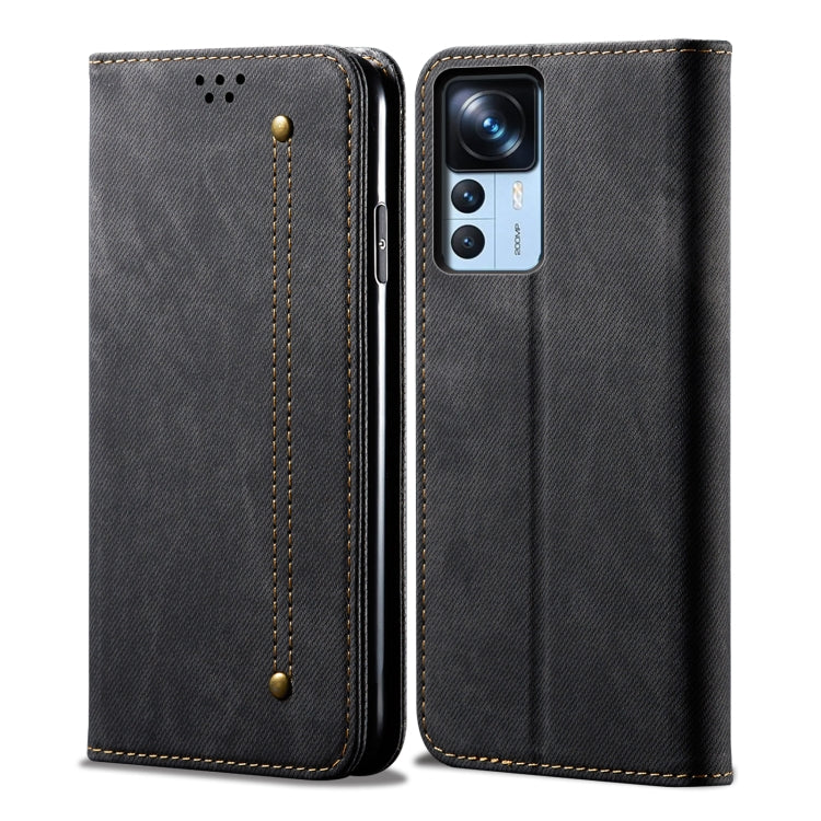 For Xiaomi 12T/12T Pro/Redmi K50 Ultra Denim Texture  Horizontal Flip Leather Phone Case