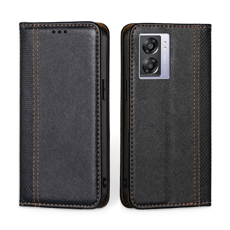 For OPPO K10 5G Global Grid Texture Magnetic Flip Leather Phone Case