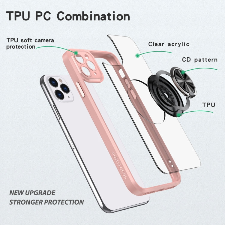 For iPhone 14 Pro Max Cool Armor Ring Holder Transparent Phone Case
