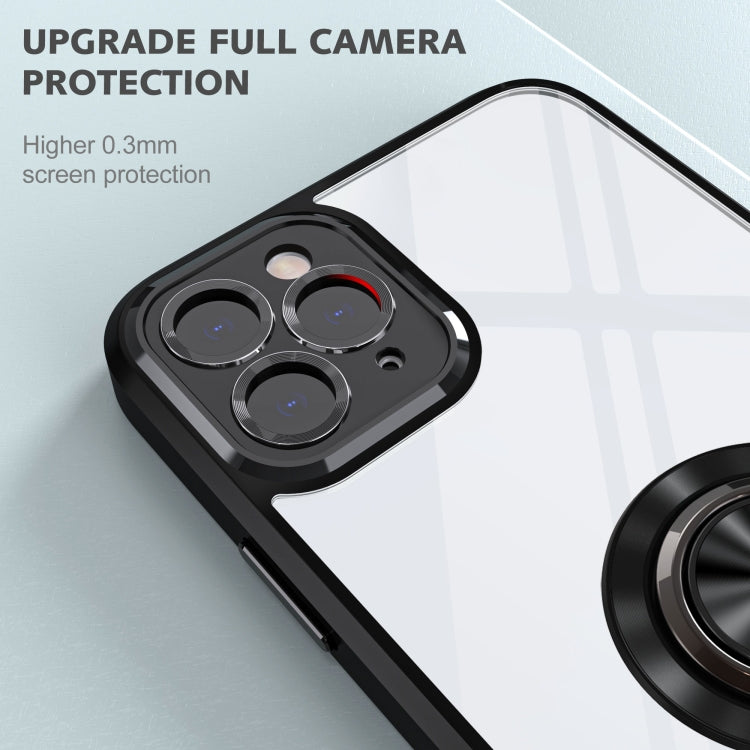 For iPhone 14 Pro Max Cool Armor Ring Holder Transparent Phone Case