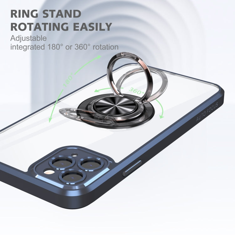 For iPhone 14 Pro Cool Armor Ring Holder Transparent Phone Case