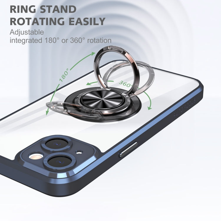 For iPhone 14 Cool Armor Ring Holder Transparent Phone Case