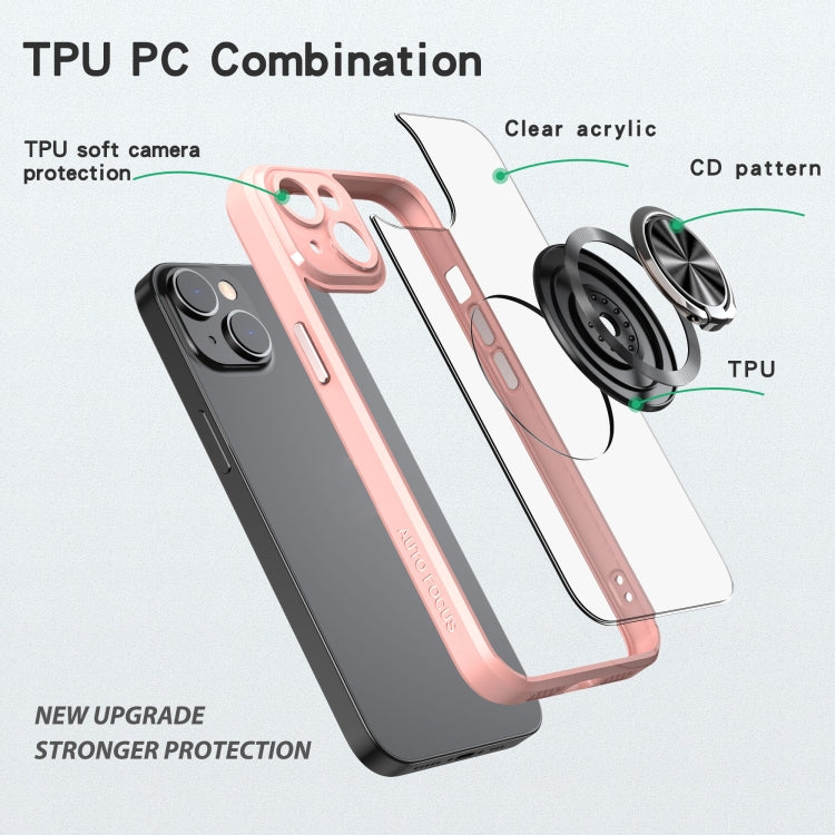 For iPhone 14 Cool Armor Ring Holder Transparent Phone Case