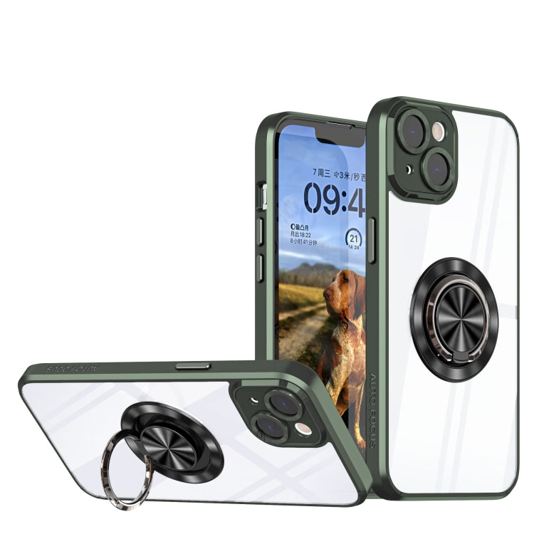 For iPhone 14 Cool Armor Ring Holder Transparent Phone Case
