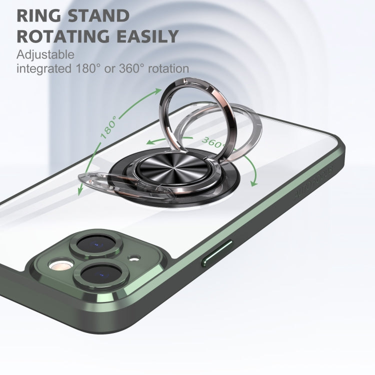 For iPhone 14 Cool Armor Ring Holder Transparent Phone Case