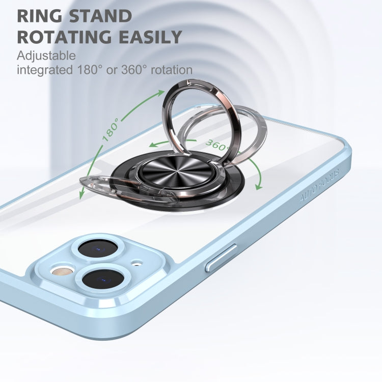 For iPhone 14 Cool Armor Ring Holder Transparent Phone Case