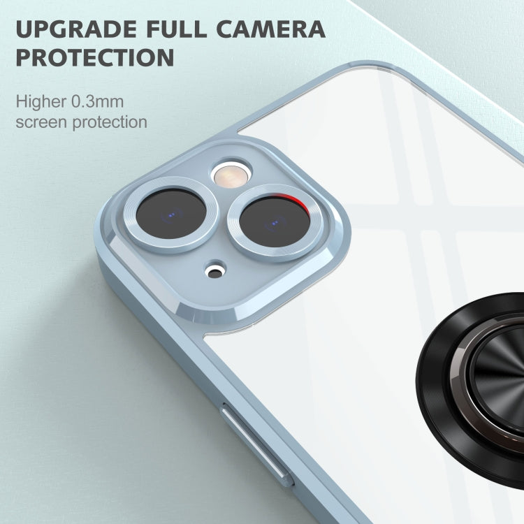 For iPhone 14 Cool Armor Ring Holder Transparent Phone Case