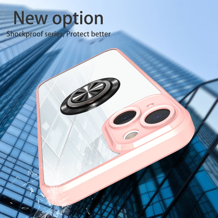 For iPhone 14 Plus Cool Armor Ring Holder Transparent Phone Case