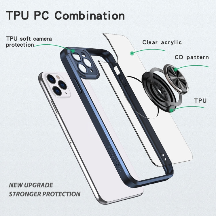 For iPhone 13 Pro Max Cool Armor Ring Holder Transparent Phone Case