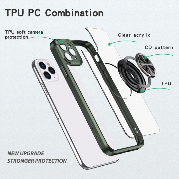 For iPhone 13 Pro Max Cool Armor Ring Holder Transparent Phone Case