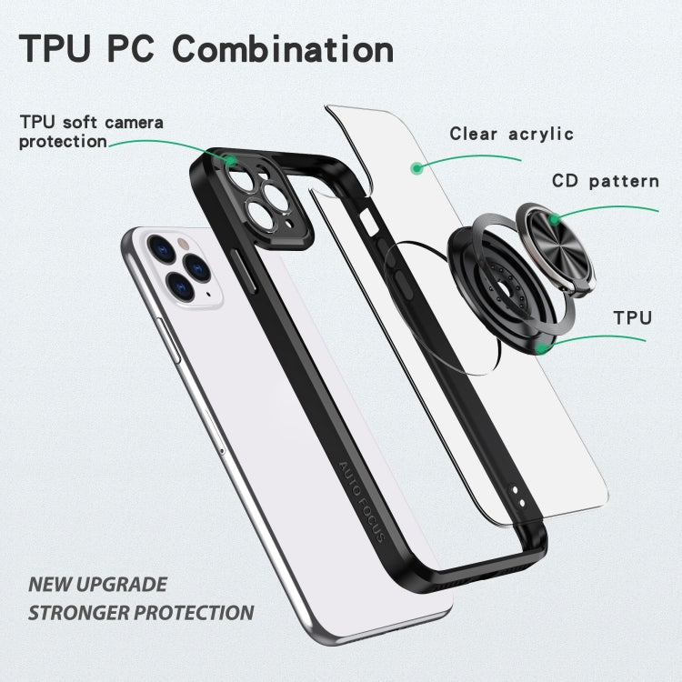 For iPhone 13 Pro Max Cool Armor Ring Holder Transparent Phone Case