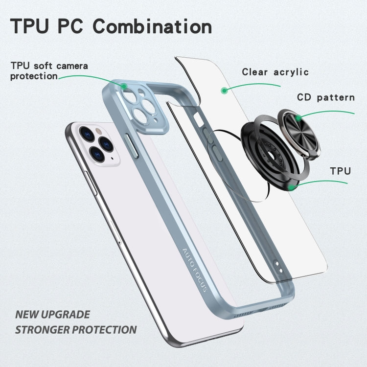 For iPhone 13 Pro Max Cool Armor Ring Holder Transparent Phone Case