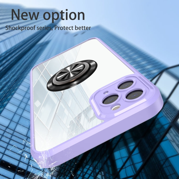 For iPhone 13 Pro Max Cool Armor Ring Holder Transparent Phone Case