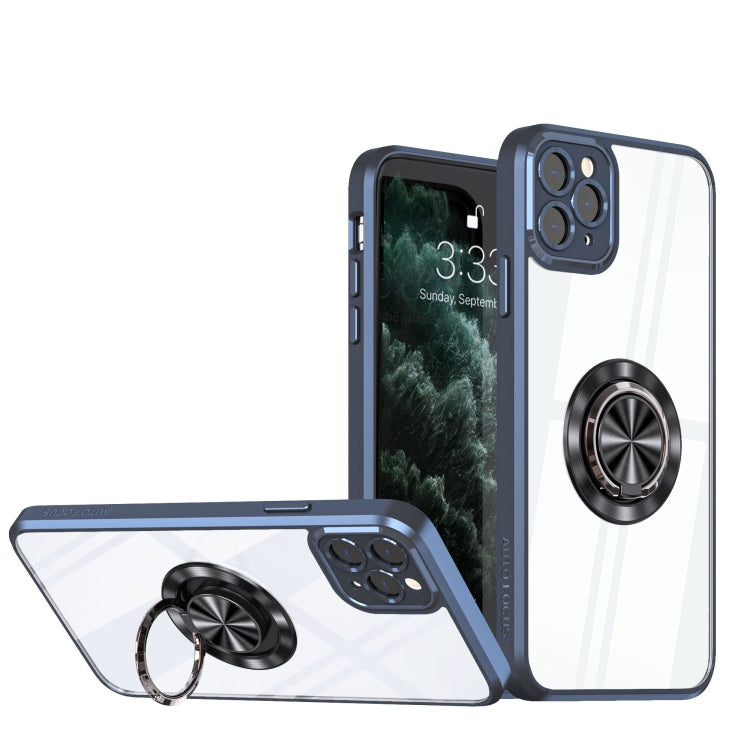 For iPhone 13 Pro Cool Armor Ring Holder Transparent Phone Case