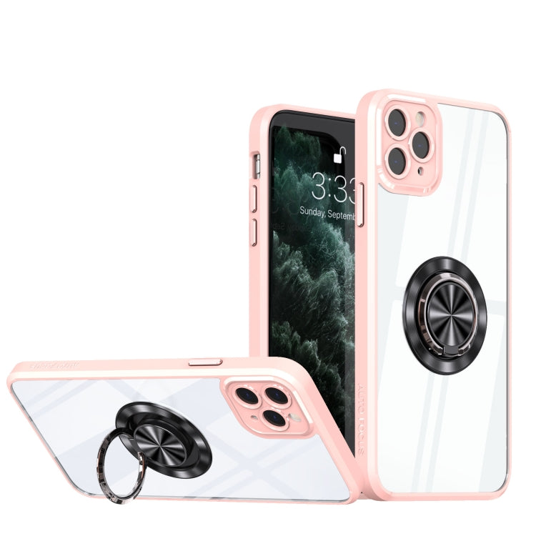For iPhone 13 Pro Cool Armor Ring Holder Transparent Phone Case